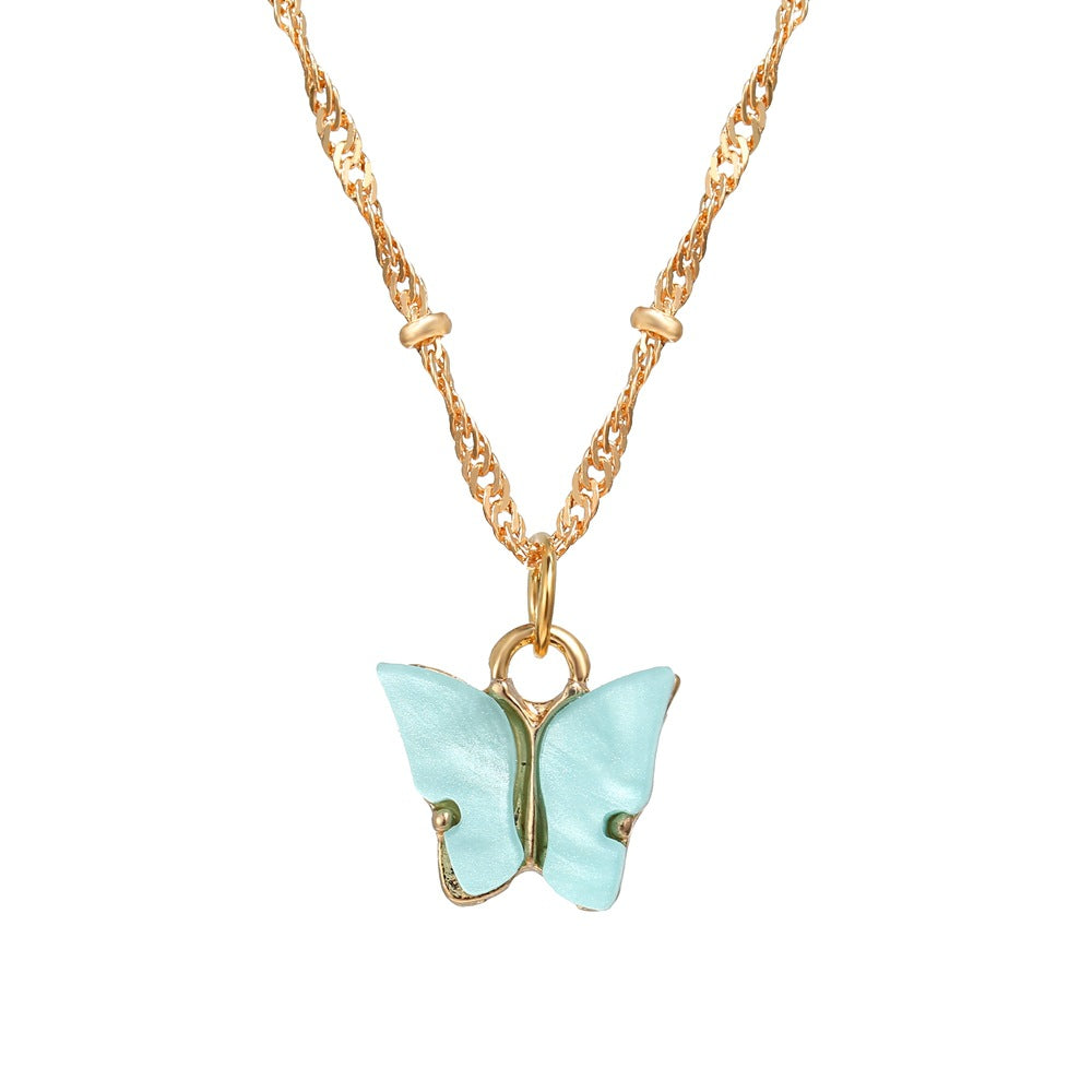 Wholesale High-grade Mother-of-pearl Butterfly Pendant Creative Simple Internet Celebrity Temperament Women's Clavicle Chain